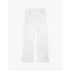 THE KOOPLES THE KOOPLES WOMEN'S WHITE BUTTON-EMBELLISHED HIGH-RISE WIDE-LEG SATIN TROUSERS