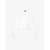 THE KOOPLES THE KOOPLES WOMEN'S WHITE FRILL-EMBELLISHED LONG-SLEEVE CROPPED COTTON SHIRT