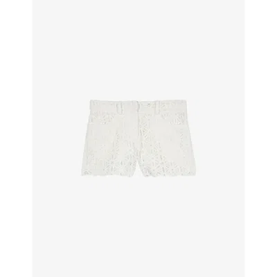 THE KOOPLES THE KOOPLES WOMEN'S WHITE GUIPURE MID-RISE COTTON SHORTS