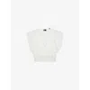 THE KOOPLES THE KOOPLES WOMEN'S WHITE SMOCKED-WAIST WIDE-SLEEVE CROPPED COTTON TOP
