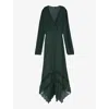 The Kooples Pleated Maxi Dress In Wood Kaki