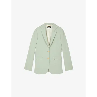 The Kooples Womens Almond Green Straight Single-breasted Woven Suit Jacket In Blue