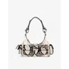The Kooples Womens Amelia Snake-print Leather Shoulder Bag Black Whit In Black White