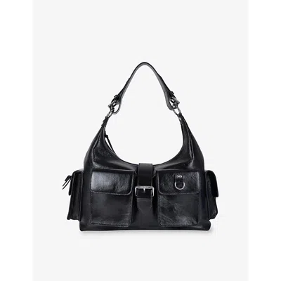 The Kooples Womens  Amelia Xl Leather Shoulder Bag In Black