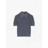 The Kooples Womens Anthracite Ballon-sleeve Open-work Merino-wool Jumper Xs In Gray