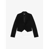 The Kooples Womens Black Asymmetric-hem Slim-fit Wool Blazer In Black