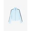 The Kooples Womens  Piped-trim Zipped Velvet Sweatshirt In Baby Blue