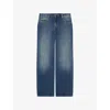 The Kooples Womens Baby Blue Striped Straight-leg Mid-rise Denim Jeans In Blue