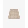 The Kooples Womens  Prince Of Wales-check Wool And Cotton-blend Mini Skirt In Beige-brown