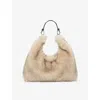 The Kooples Womens Beige Ecru Faux-fur Shoulder Bag