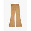 The Kooples Womens Beige Flared-leg Mid-rise Cotton And Linen-blend Trousers In Beige