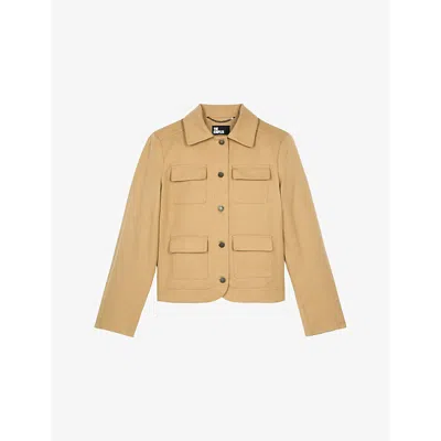 The Kooples Womens Beige Patch-pocket Boxy-fit Cotton Jacket