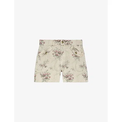 The Kooples Womens Beige Taupe 'antik Flowers' Print Cotton Shorts Xl