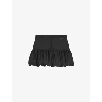 The Kooples Womens Black Ball Wool-blend Mini Skirt