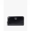 The Kooples Womens Black Blazon Logo-plaque Leather Wallet In Black
