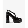 The Kooples Womens Black Block-heel Platform Patent-leather Pumps In Black