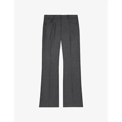 The Kooples Womens Black Bootcut Mid-rise Wool-blend Trousers