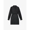 The Kooples Womens Black Bow-detail Collared Wool-blend Mini Dress In Black