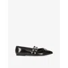 Shop The Kooples Womens Black Buckle-embellished Leather Pumps Eur 36 / 3 Uk