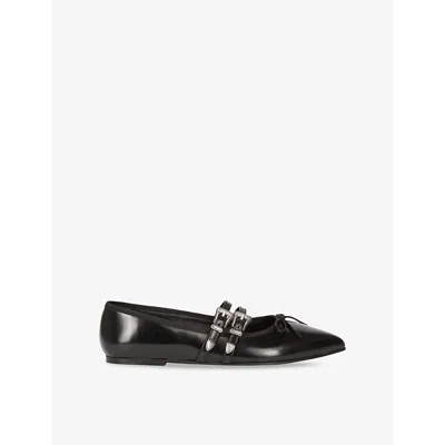 The Kooples Womens Buckle-embellished Leather Pumps Blac In Black