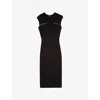 The Kooples Womens Black Button-front Cap-sleeve Stretch-woven Midi Dress In Black