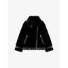 The Kooples Womens Black Collared Regular-fit Faux-fur Jacket Xs In Black