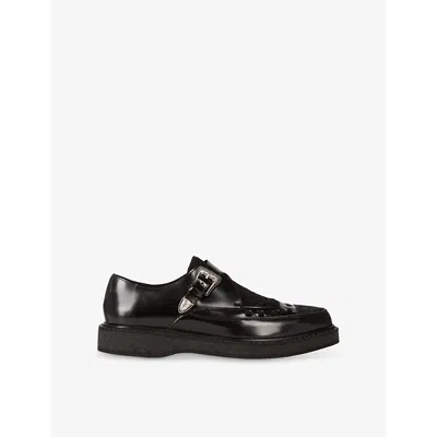 The Kooples Womens  Contrast-panel Leather Derby Shoes In Black