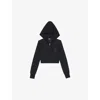 The Kooples Womens Black Crest-embroidered Cropped Wool Hoody In Black