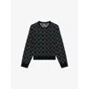 The Kooples Womens Black Dark Green Checked Slim-fit Stretch-knit Cardigan In Multi