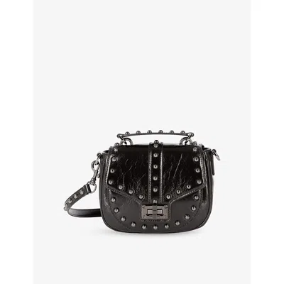 The Kooples Womens Black Emily Stud-embellished Leather Shoulder Bag
