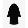 The Kooples Womens Black Four-pocket Single-breasted Wool-blend Coat In Black