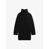 The Kooples Womens Black Funnel-neck Knitted Wool Mini Dress In Black