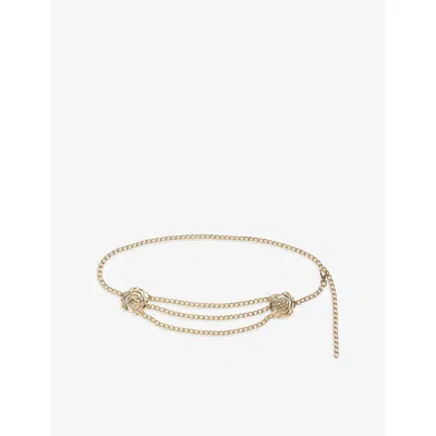 The Kooples Womens Black Gold Triple-chain Gold-tone Metal Belt