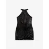 The Kooples Womens Black Halterneck Sequin-embellished Mini Dress Xs In Black