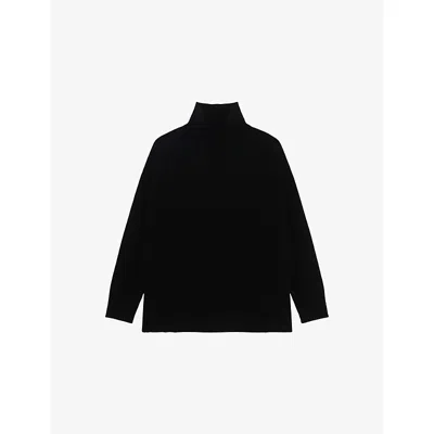 The Kooples Womens Black High-neck Relaxed-fit Cashmere-blend Jumper