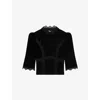 The Kooples Womens Black High-neck Stretch-velvet Top In Multi