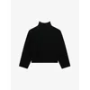 The Kooples Womens Black Logo-embroidered Funnel-neck Stretch-woven Jumper In Black