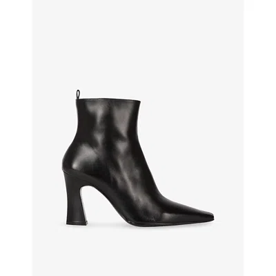 The Kooples Womens  Pointed-toe Leather Heeled Ankle Boots In Black
