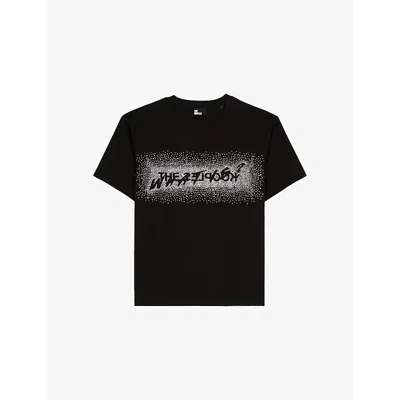 The Kooples Womens Black Rhinestone Graphic Cotton-jersey T-shirt