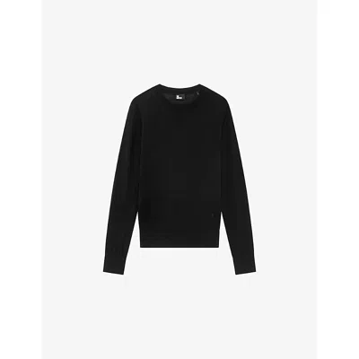 The Kooples Womens Black Round-neck Long-sleeve Wool Jumper