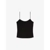 The Kooples Womens Black Round-neck Narrow-strap Woven Cami Top
