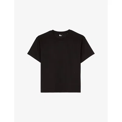 The Kooples Womens  Round-neck Relaxed-fit Cotton-blend T-shirt In Black
