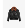 The Kooples Womens Black Sherpa-collar Side-pocket Leather Jacket Xs In Black