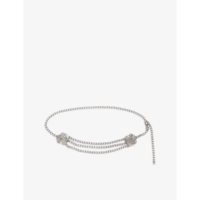 The Kooples Womens Black Silver Triple-chain Silver-tone Metal Belt