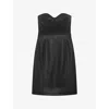 The Kooples Womens Black Strapless Corset-effect Leather Mini Dress In Black