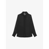 The Kooples Womens Black Striped Long-sleeved Silk Shirt In Black
