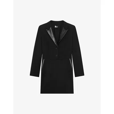 The Kooples Womens Black Tailored Mini Wool Blazer Dress Xs