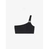 The Kooples Womens  X Luz Victoria Asymmetrical Textured Bikini Top In Black