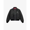 The Kooples Womens Black  X Schott Branded Shell Bomber Jacket In Black