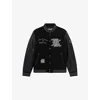 The Kooples Womens Black  X Schott Nyc Leather And Wool-blend Varsity Jacket In Black